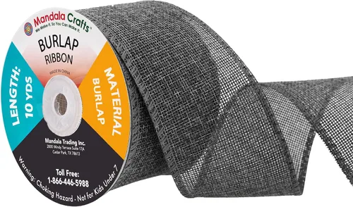 Vista 120 de Mandala Crafts Cinta de arpillera negra de 1.5 pulgadas de ancho para manualidades, rollo de 20 yardas de cinta rústica de arpillera para coronas