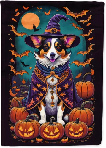 Vista 18 de Caroline's Treasures DAC1466GF - Bandera decorativa para jardín de Halloween de Affenpinscher Witchy para jardín, decoración para patio exterior