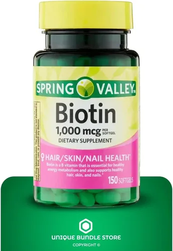Vista 5 de Biotina 1000 mcg – 150 cápsulas blandas, suplemento de biotina sin gluten, apoya diariamente la salud del cabello, la piel y las uñas vitaminas