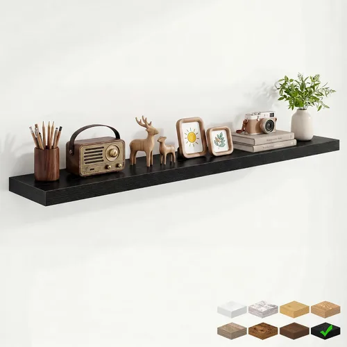 Vista 99 de Marsmiles 12in Depth Floating Shelves, 12x12x1.4, Rustic Brown, Set of 3 Marrón rústico
