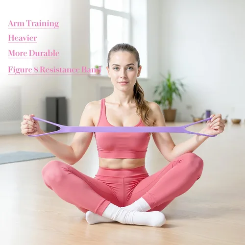 Vista 8 de Figura 8 Banda de resistencia con asas Bandas elásticas para entrenar brazo espalda hombro entrenamiento Cuerdas elásticas Equipo de ejercicio