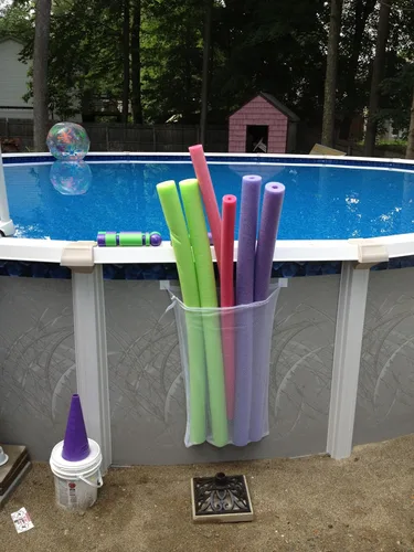 Vista 8 de ¡Perfección junto a la piscina! 4 bolsas de almacenamiento de malla para juguetes, fideos de piscina, flotadores vibrantes – ¡Organiza tu