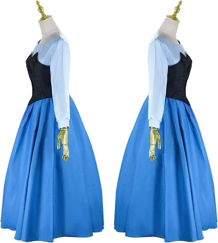 Vista 2 de Disfraz de sirena para mujer, vestido de princesa Ariel con peluca roja, accesorios para trajes de Halloween