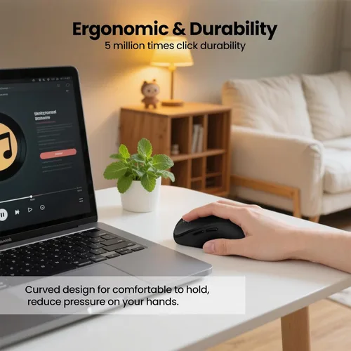 Vista 8 de Ratón Bluetooth inalámbrico, multimodo de 3 dispositivos (USB + 2 Bluetooth), rueda de desplazamiento de metal de 4 vías, DPI ajustable, clic