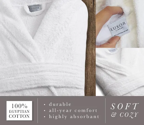 Vista 5 de Batas de baño Luxor Linens para parejas, suaves y elegantes, unisex y de talla única