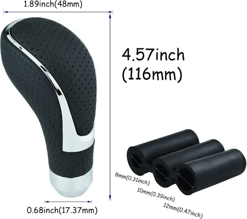 Vista 4 de Pomo de palanca de cambios de cuero para la mayoría de vehículos automáticos manuales (negro 1)