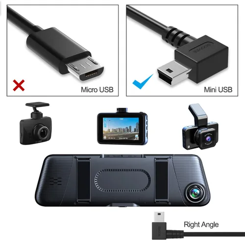 Vista 5 de Cable mini USB de 90 grados, paquete de 2 unidades de 6 pies para Garmin Nuvi para Canon PowerShot/Rebel/EOS/DSLR/ELPH, Dash Cam, SatNav