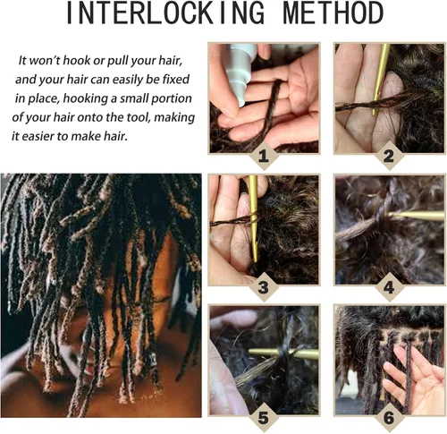 Vista 5 de Herramienta de entrelazado, para rastas Microlock, herramientas de reapriete sin esfuerzo para rastas y hermanas, peinados, agujas de ganchillo