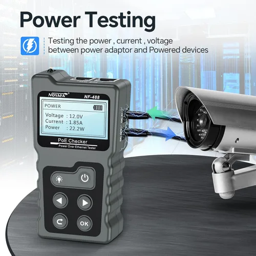 Vista 3 de NOYAFA NF-488 - Probador de cable POE para alimentación sobre Ethernet, comprobación de continuidad de cable de red, detector de bucle invertido POE