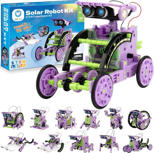 Vista 11 de Sillbird Kit de construcción de robot solar 12 en 1, regalo STEM para niños 12in1-azul gris