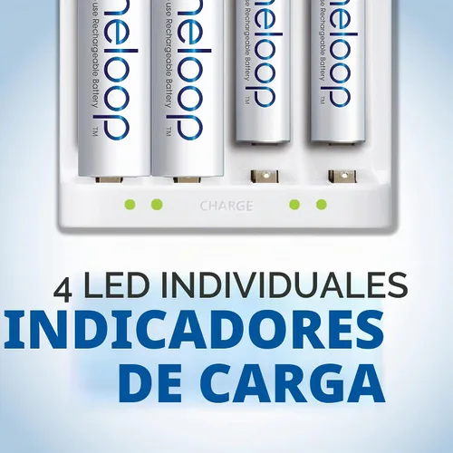 Vista 4 de Cargador de batería avanzado individual Panasonic Eneloop con 4 luces led que indican la carga BQ-CC17 Blanco