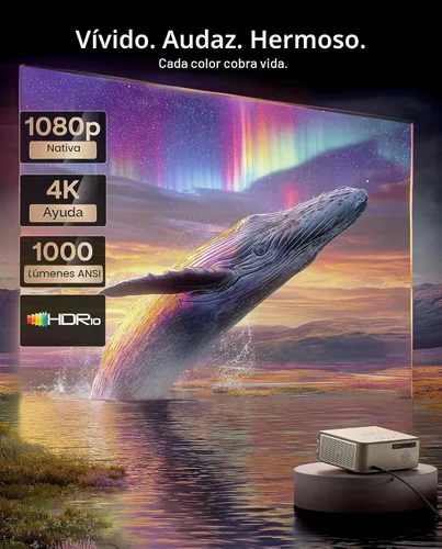 Vista 7 de Aurzen Proyector EAZZE D1 MAX 1000 ANSI Google TV con soporte 4K y MEMC with Gemini for TV, 20W DoIby Audio, Native 1080P, Auto Focus/Keystone