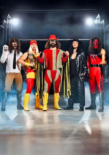 Vista 5 de Mens WWE Kane Costume Jumpsuit with Mask, Glove, Wrist Band, & Belt