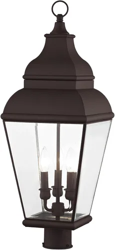 Vista 9 de Livex Lighting 2594-07 Poste exterior con pantallas de vidrio biselado transparente, bronce