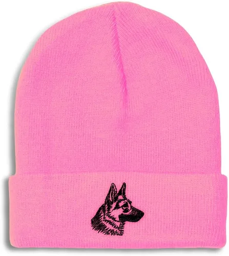 Vista 20 de Gorros personalizados para hombre, sombreros de invierno bordados de cabeza de pastor alemán negro para mujer, gorra de cráneo de acrílico, 1