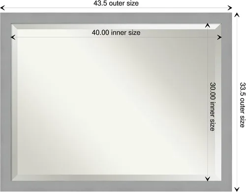 Vista 4 de Amanti Art - Espejo de baño plateado para sobre lavabo, espejo rectangular de níquel cepillado de 33x43, marco moderno extragrande, se cuelga