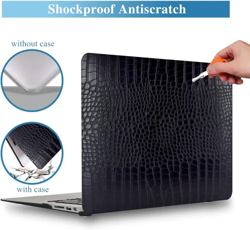Vista 3 de Compatible con Funda para MacBook Air de 13 Pulgadas con Diseño de Cocodrilo 2021 2020 2019 2018 M1 A2337 A2179 A1932, Texturizada Elegante Lujosa