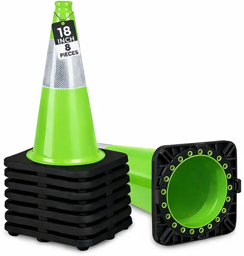 Vista 32 de BESEA Paquete de 4 conos de tráfico azules de 12 pulgadas con collar reflectante de 4 pulgadas, conos de seguridad de PVC resistentes con base