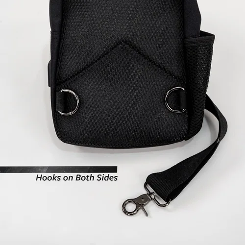 Vista 7 de Volana Mochila cruzada pequeña para hombres y mujeres negro bolsa de hombro ligera para viajes senderismo bolsa de pecho Negro - Ajustado