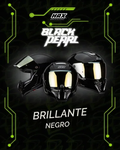 Vista 3 de Hax Dual-Certified Motorcycle Helmet for Multi-Scenario Riding Negro brillante
