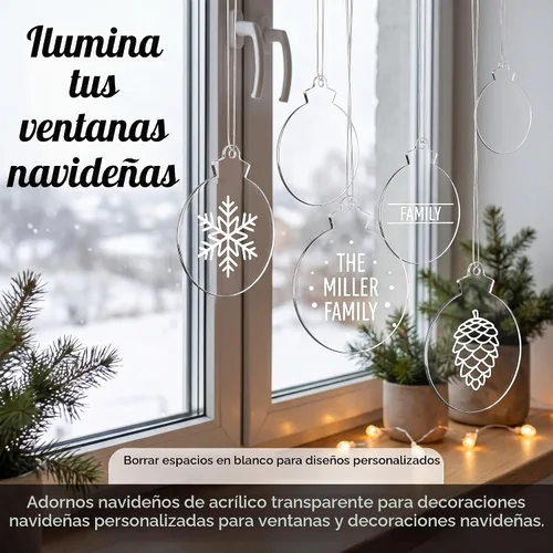 Vista 7 de Jetec - 50 piezas de adornos de Navidad acrílicos transparentes de 3.7