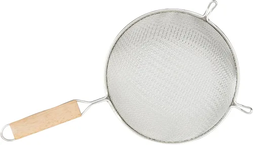 Vista 3 de Winco Colador, 8.0 in de diámetro, malla doble media, estaño, marrón