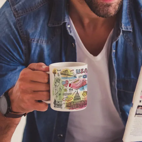 Vista 5 de PYD Life Tazas de sublimación en blanco de 11 onzas, tazas de café a granel, tazas de fotos de cerámica blanca al por mayor para Cricut Mug Press