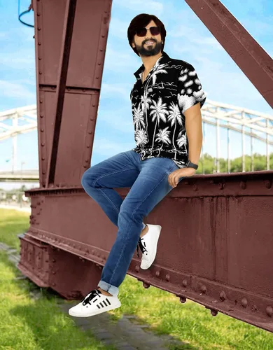 Vista 5 de LA LEELA Camisas hawaianas de manga corta con botones para hombre, camisas de fiesta para hombre, camisas tropicales de verano, playa, vacaciones