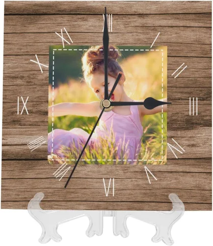 Vista 2 de Reloj de pared con foto personalizado, texto personalizado en la pared, impresión de reloj cuadrado personalizado, reloj con foto personalizado