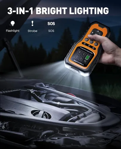 Vista 6 de Arrancador de batería de automóvil con escáner OBD2 5000A, arrancador de batería de automóvil portátil (toda gasolina/10L diésel), caja de arranque