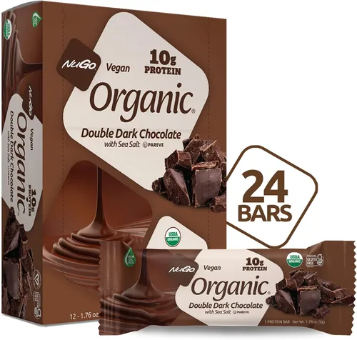 Vista 9 de NuGo Almendra de chocolate negro orgánico, 0.35 onzas de proteína vegana, sin gluten, 12