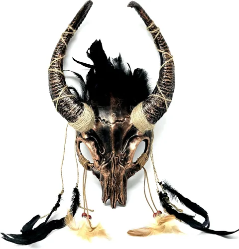 Vista 14 de Carnero - Máscaras de demonio y cuernos de diablo de cabra, máscara de miedo para disfraz de Halloween, terror