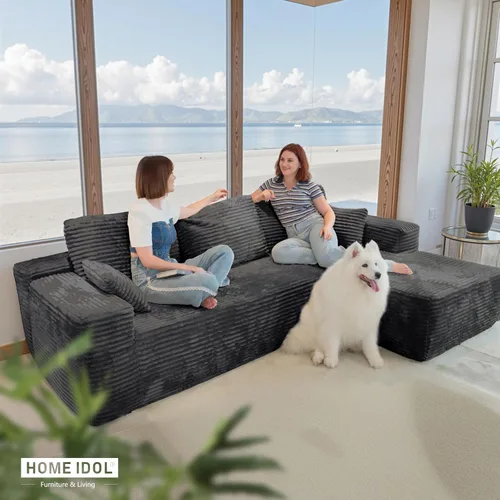 Vista 3 de Sofá modular sin hueso de 105 pulgadas, sofá modular en forma de L, sin marco, modular en forma de L, sin montaje, para sala de estar/dormitorio