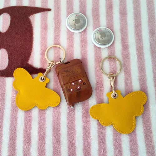 Vista 4 de CATCH ON Paquete de 2 fundas de cuero para llavero, bonitos accesorios Kawaii adecuados para Airtag