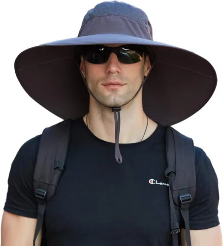 Vista 10 de Leotruny Sombrero de pescador de ala súper ancha UPF50+ sombrero impermeable para pesca, senderismo, camping