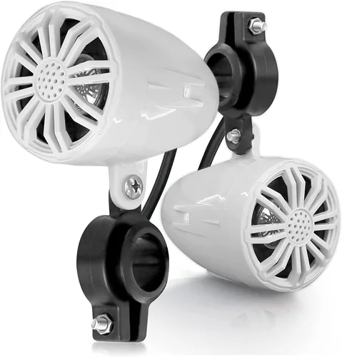 Vista 2 de Pyle PLMRB29W2 - Receptor estéreo con Bluetooth marino DIN único, 2.25 pulgadas, 20 W, potencia máxima, compacto, PowerSport, altavoces todoterreno