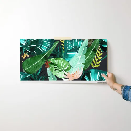 Vista 7 de Spoonflower Papel tapiz para despegar y pegar, hojas oscuras tropicales, hojas de plátano, selva, palma, verde, papel tapiz extraíble personalizado