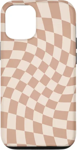 Vista 26 de iPhone 16 Beige Cream Twisted Checkered Swirl 60s 70s Aesthetic Brown Case