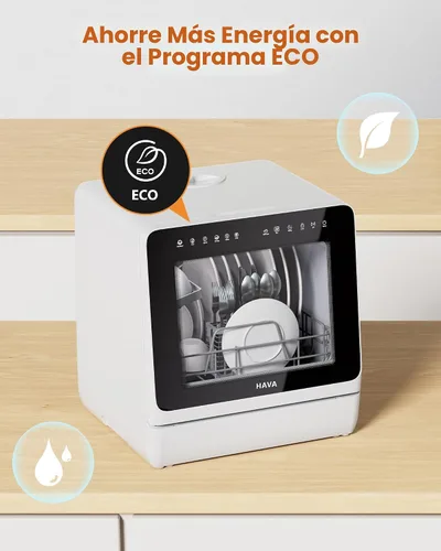 Vista 4 de HAVA 2025 NUEVO Lavavajillas de mostrador mejorado con suavizador de agua y eficiencia energética mejorada, lavavajillas portátil con 8 programas