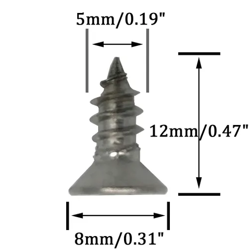Vista 3 de Tornillos de 0.197 x 0.472 in, cabeza plana, Phillips Drive, autoperforantes, tornillos de madera para paneles de yeso de acero inoxidable 304, 100