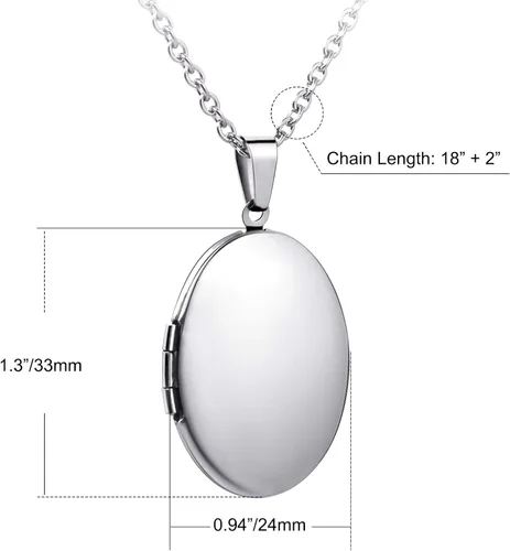 Vista 5 de PHOCKSIN Relicario collar para mujer que sostiene imágenes relicario de fotos para niñas Pulido y grabado Forever in My Heart& I Love You Mom