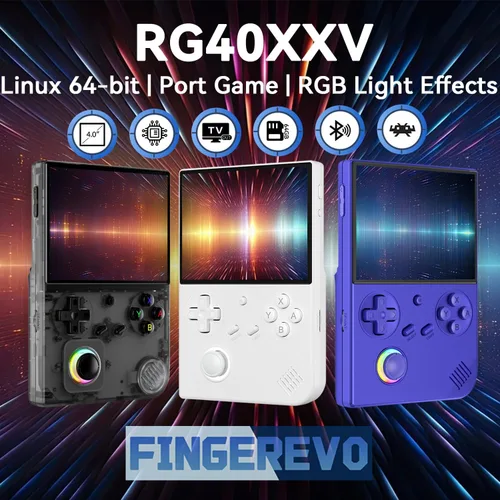Vista 2 de FINGEREVO RG40XXV Consola de juegos portátil 4.0 en 640 * 480 IPS OCA pantalla 3200mAh 64Bit System RG 40XXV negro transparente