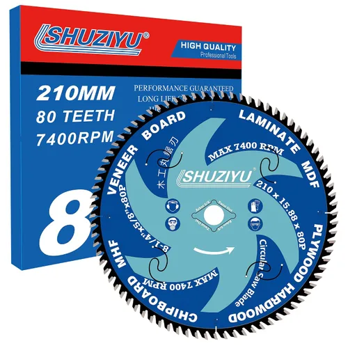 Vista 13 de 3-3/8" (85mm)-24T, hoja de sierra circular de trabajo de madera, eje 0.591 in con 3/8"(10mm) Wahser, para laminado, tablero de chapa, madera