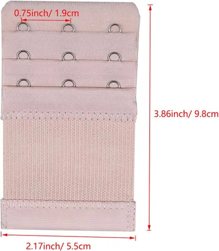 Vista 3 de Bra Extender 3 Hooks 3 Rows Elastic Bra Band Hook Strap Extensions for Women, Pack of 4
