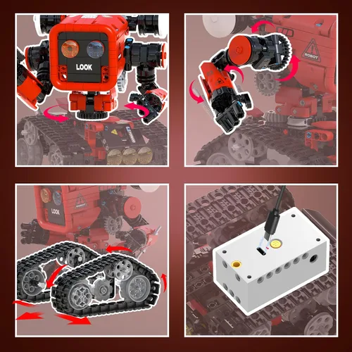 Vista 8 de Kit de construcción de robots 5 en 1, aplicación STEM y robótica de Rojo