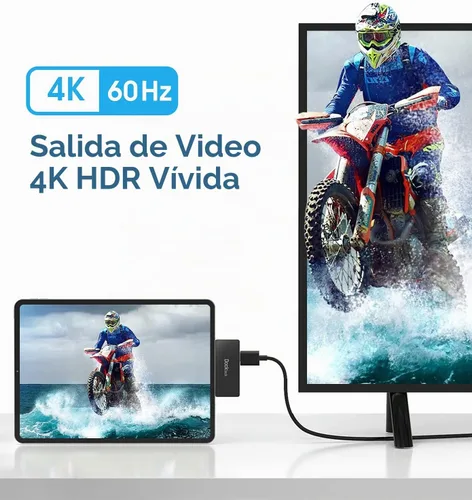 Vista 4 de Adaptador USB C Hub para iPad Pro 2021 2020 2018 11 12.9 / iPad Air 4 10.9 iPad mini6 dockteck 4 en 1 iPad Pro USB-C Hub con entrega de energía