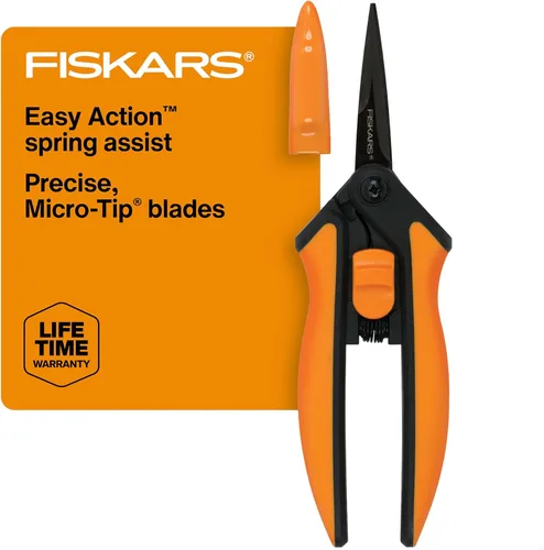 Vista 16 de Fiskars 399241-1002 Tijeras de podar con micro puntas, cuchillas antiadherentes, 2 unidades, naranja