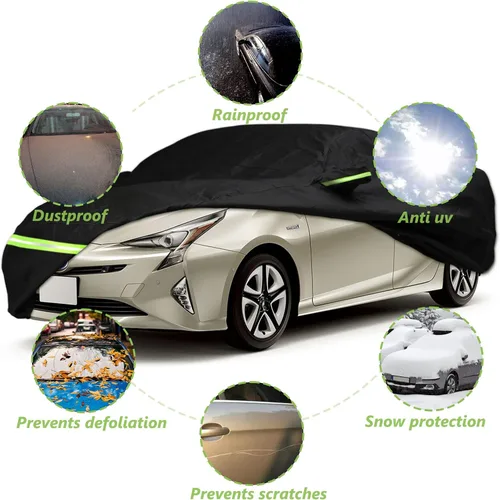 Vista 6 de YIXIN Funda impermeable para coche para Toyota Prius 2004-2023, funda personalizada 100% impermeable, resistente al viento, con correa y cremallera