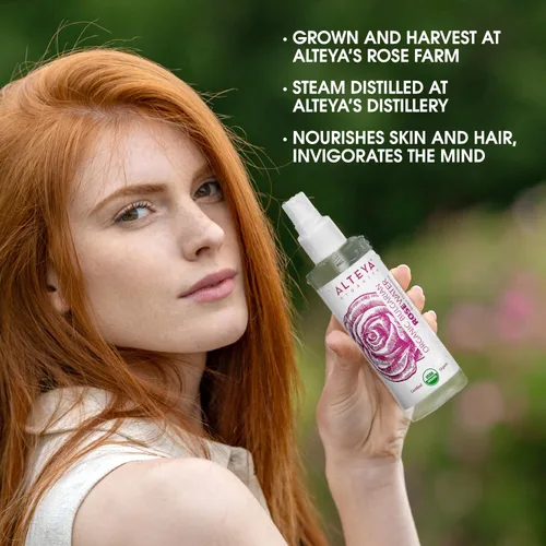 Vista 6 de Alteya Organics USDA - Tónico orgánico búlgaro de agua de rosas de 3.4 onzas líquidas 100% Pure Bulgarian Rose Water Tones, Hydrates, and