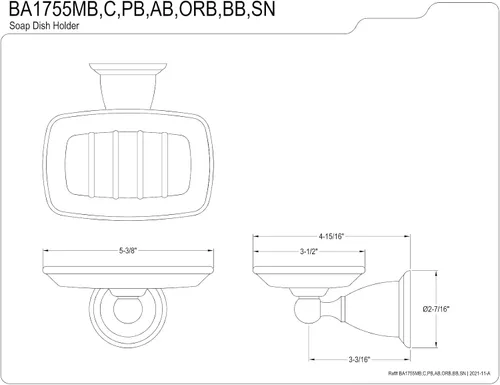 Vista 2 de Kingston Brass BA1755BB Heritage - Soporte para jabonera de pared, latón cepillado Cobrizo cepillado